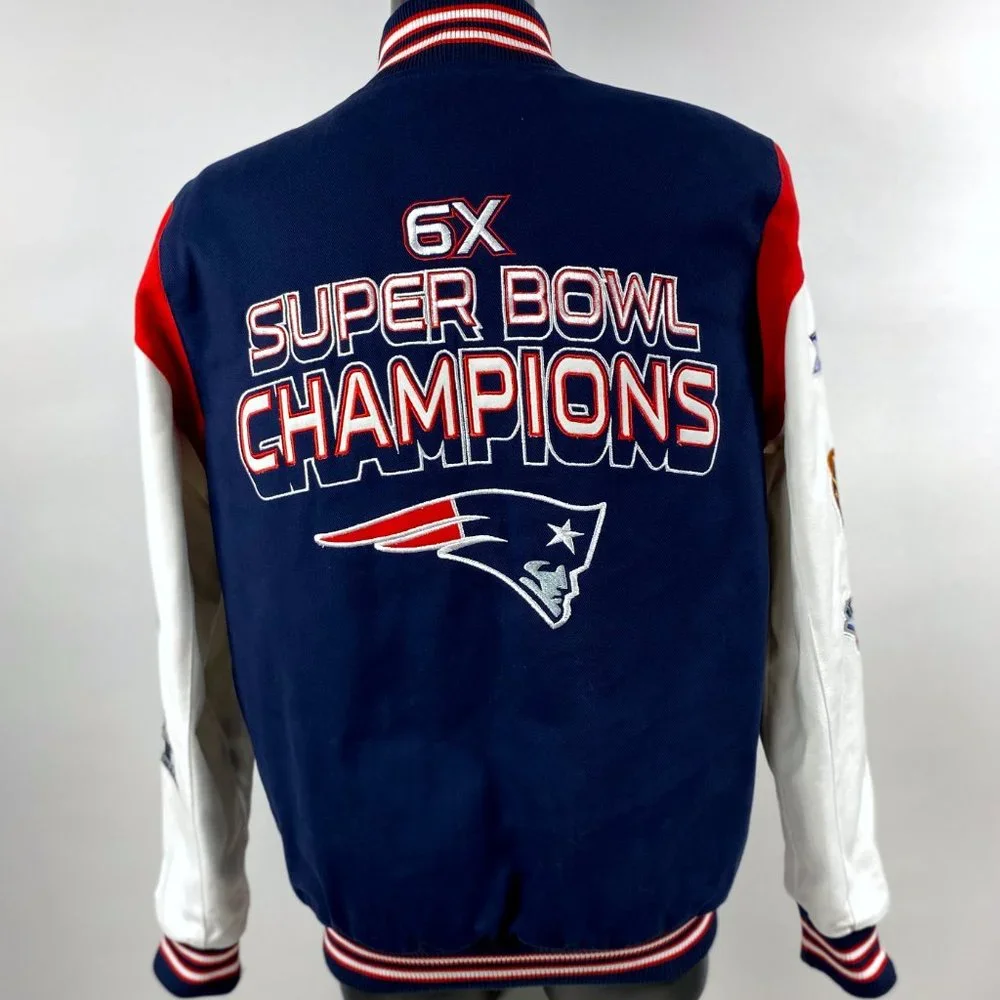 2023 Fall: NEW ENGLAND PATRIOTS 6 TIME SUPER BOWL CHAMPIONSHIP JACKET  S M XL 2X
